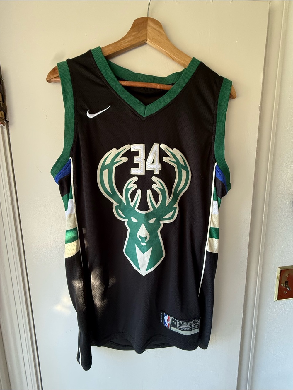 Nike Black and Green Milwaukee Bucks #34 Jersey